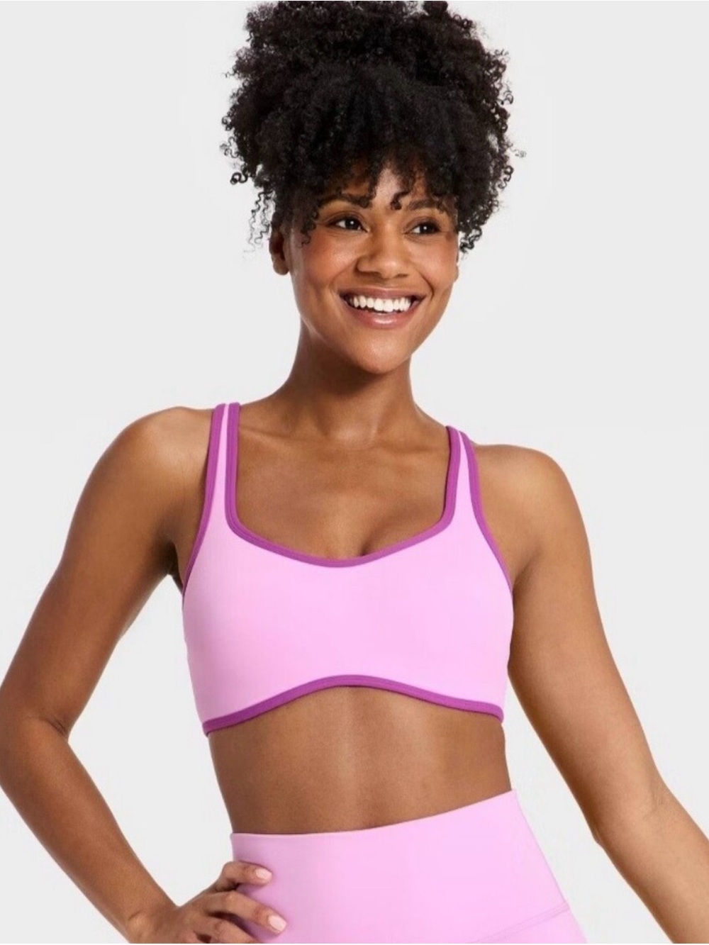 all in motion Pink Sports Bra with Purple Trim